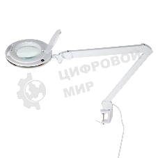 Лупа на струбцине Rexant, круглая, 3D, с подсветкой 60 LED, сенсорный регулятор яркости, белая