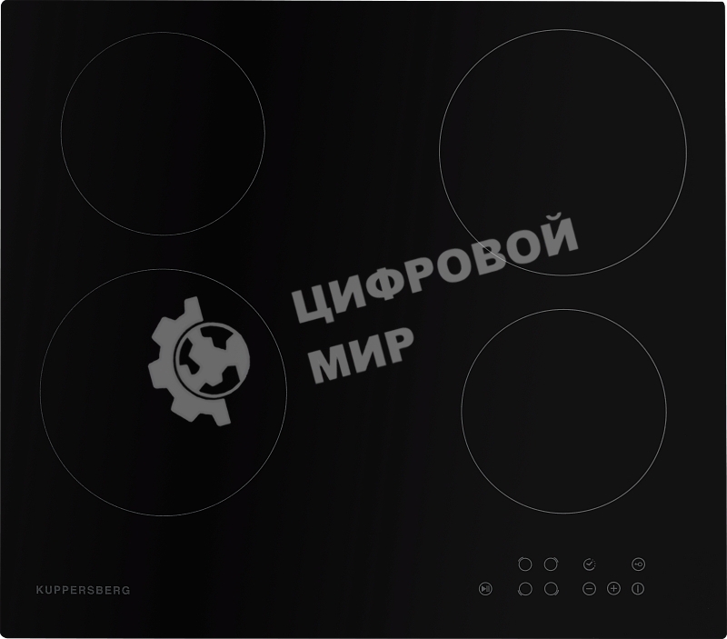 Электрическая варочная панель Kuppersberg ECO 601/ширина 60 см, 4 зоны ускоренного нагрева HI-Light, сенсорное управление, 5 цифровых дисплев, 9 уровней мощности, автоотключение, защита от детей, индикаторы остаточного тепла, Таймер, Stop & Go, черный, пр
