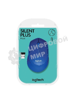 Мышь беспроводная Logitech M330 SILENT PLUS синий, 1000 dpi, радиоканал, USB, кнопки - 3
