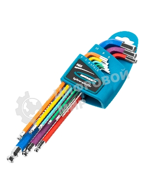 Набор ключей Gross 16400 имбусовых hex 1.5–10мм s2 9шт магнит экстра-длин. с шаром хром/краска