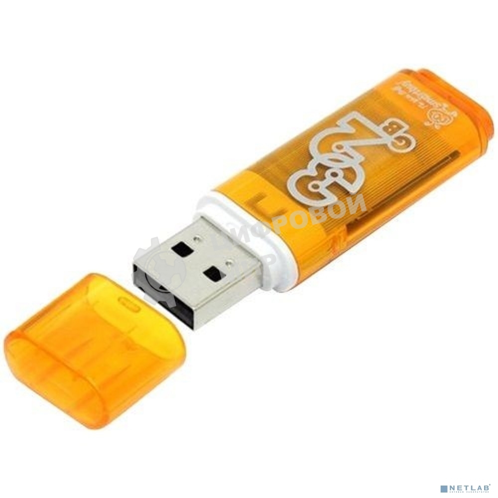 Флешка USB Smartbuy Glossy series orange (SB32 GbGS-Or), 16Gb, USB 2.0, R/W 25/15, оранжевый