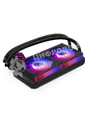 Комплект водяного охлаждения ExeGate BlackWater-240.PRISM.PWM.ARGB.Black (3 PIN 5V ADDRESSABLE RGB подсветка, LGA1954/1851/1700/1200/115x/2066/2011/AM5/AM4, TDP 260W, 2x Fan 120mm 4pin PWM 600-1800RPM Hydro bearing, помпа 3pin 2700RPM, макс. шум 37db, с термопастой, на винтах, черный, RET)