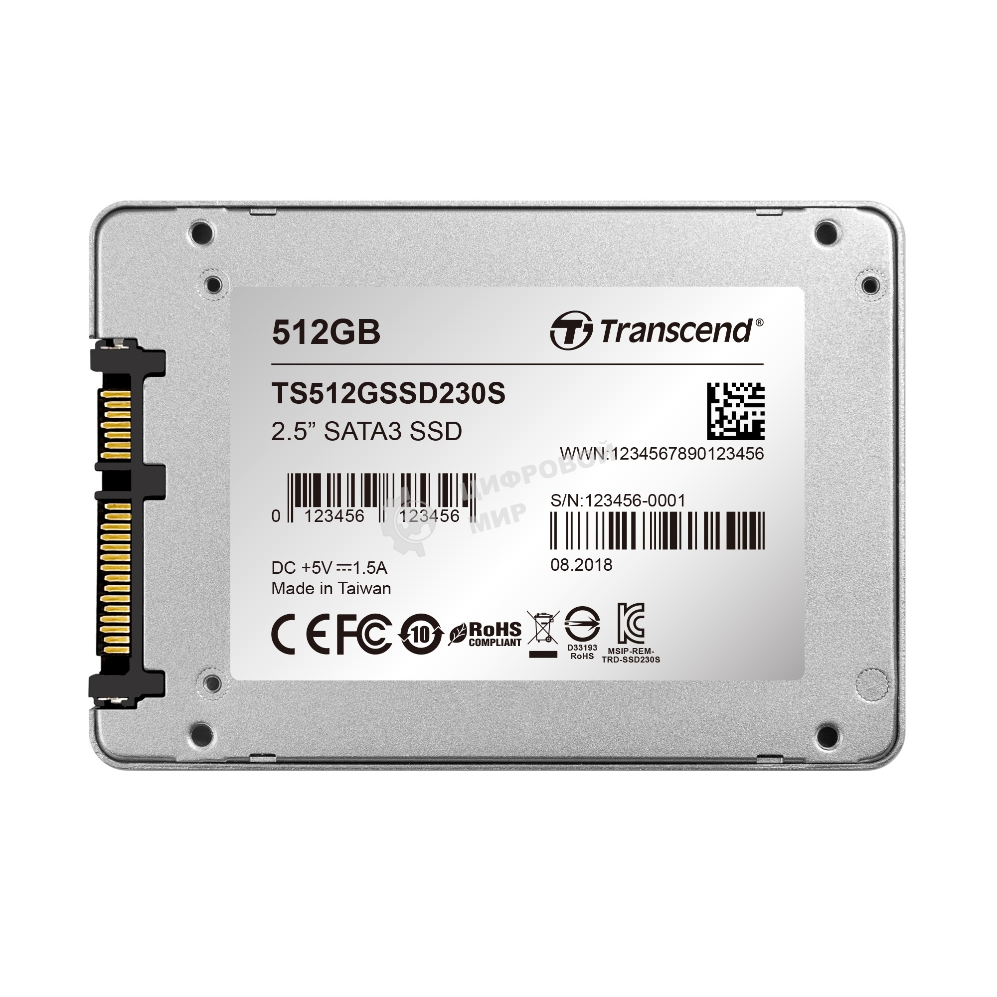 Накопитель SSD Transcend 230S, 512Gb, SATA III, 2.5