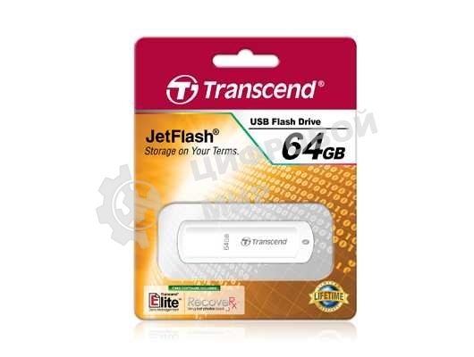 Флешка USB Transcend JetFlash 370 (TS64GJF370), 64Gb, USB 2.0, R/W 25/10, белый