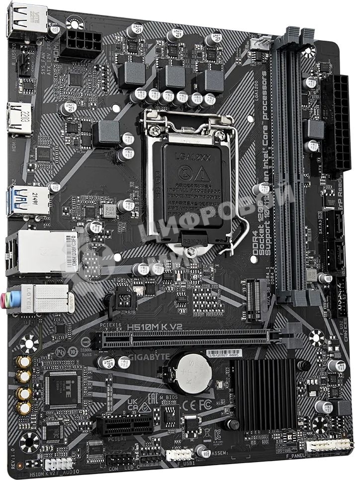 Материнская плата Gigabyte H510M K V2 (rev. 2.0), LGA 1200, Intel H470, 2xDDR4, 2xSATA, 1xM.2, 1xPCIe 3.0 x16, 1xPCIe 3.0 x1, 1xHDMI, 1x 1Gb LAN, 2xUSB 3.2 Gen 1, 4xUSB 2.0, 3x3.5 мм, 7.1, Micro ATX