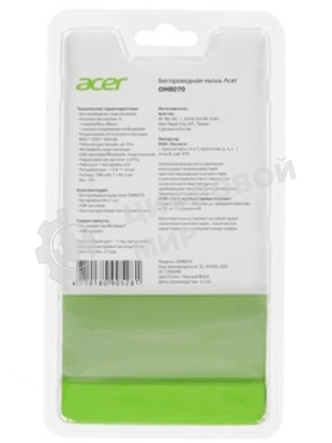 Мышь беспроводная Acer OMR070 черный, 1600 dpi, радиоканал, Bluetooth, USB, кнопки - 6