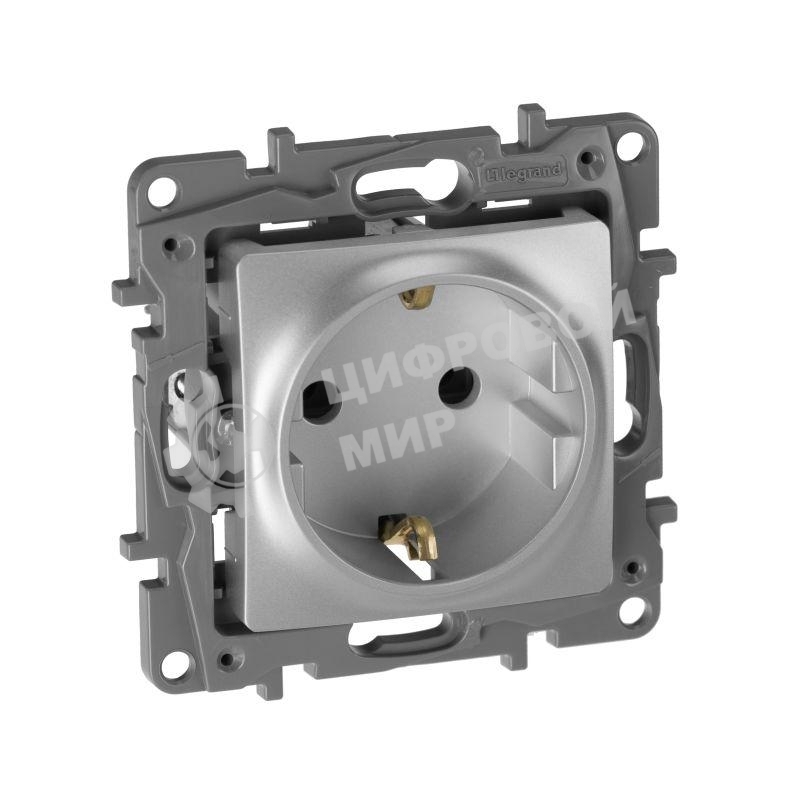 Розетка 2К+З, немецкий стандарт, винтовые зажимы, 16А, 250 В~, Etika, алюминий Розетка 2К+З, немецкий стандарт, винтовые зажимы, 16А, 250В~, Etika, алюминий