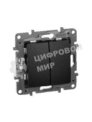 Переключатель 2клавишный 10AX, антрацит ETIKA 