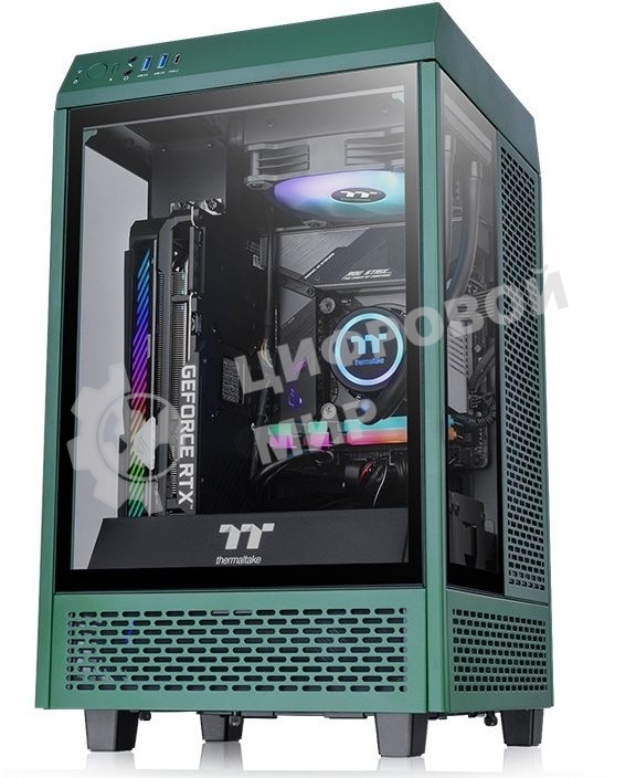 Компьютерный корпус Thermaltake The Tower 100 Racing Green без БП miniITX 1x120мм 3x140мм 2xUSB 3.0 audio bott PSU