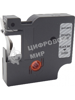 Картридж ленточный Cactus CS-D1-45010 12мм, черный шрифт, прозрачный фон, 7м для DYMO LM 160, 210D, 280, PnP, 420P, 500 TS; Rhino Pro 6000, 5200, 4200