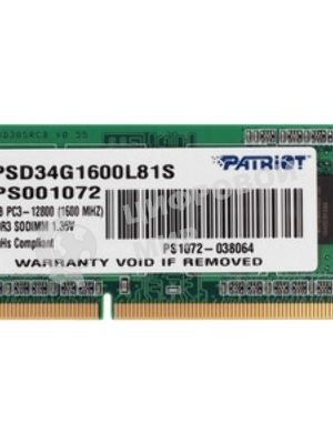 Оперативная память Patriot Signature, DDR3L, 4GB (1x4 GB), 1600 MHz, CL11, DIMM