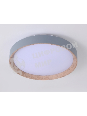Потолочный светодиодный светильник Ambrella light FZ1320 GR/LWD серый/светлое дерево IP20 41W 3000-6400K D390*70 (ПДУ ИК)