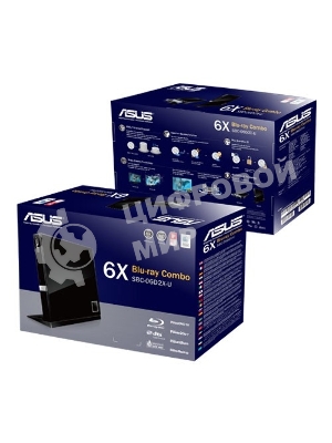Оптический привод Blu-Ray Asus SBW-06D2X-U/BLK/G/AS черный USB slim внешний RTL