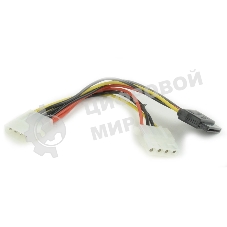 Кабель питания SATA Gembird/Cablexpert CC-SATA-PSY2, 15 см, molex 4pin/molex4pin+sata 15pin, на 2 устр.