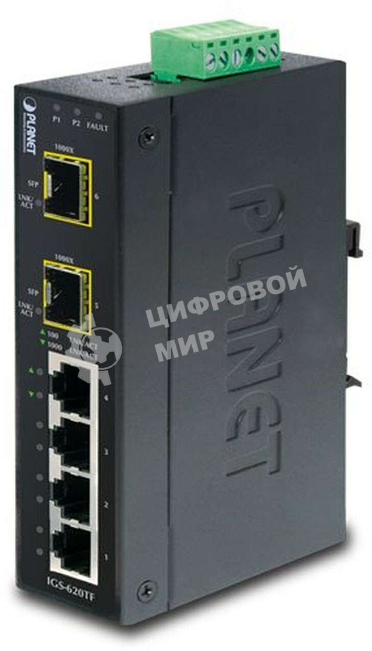 Коммутатор IGS-10020MT индустриальный управляемый коммутатор IP30 Industrial 8* 1000TP + 2* 100/1000F SFP Full Managed Ethernet Switch (-40 to 75 degree C), 1588