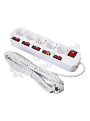 Сетевой фильтр Buro 500SH-5-SW-W 5 м, 5 розеток, белый, коробка