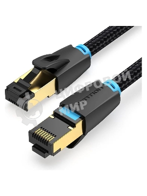 Патч-корд Vention прямой SFTP cat.8 RJ45 - 3 м. черный Тканевая оплетка