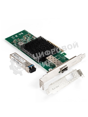 Комплект: Сетевой адаптер SFP+ ExeGate EXE-X520-DA1 + Трансивер Single-Mode до 10км EXT-10G-SM1310-LC2-10KM (EX296227RUS PCI-E x8 v2.0, порты 1x SFP+ 10Gb/s (10/5/2.5/1Gb/s, 100Mb/s), Server NIC Intel Chipset JL82599EN + EX298326RUS: Tx:1310/Rx:1310 нм, до 10 км, разъем Duplex LC)