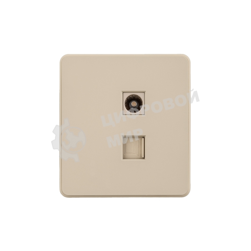 Розетка KRANZ ROUND компьютерная RJ45 кат6 + TV с/у шелк