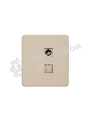 Розетка KRANZ ROUND компьютерная RJ45 кат6 + TV с/у шелк