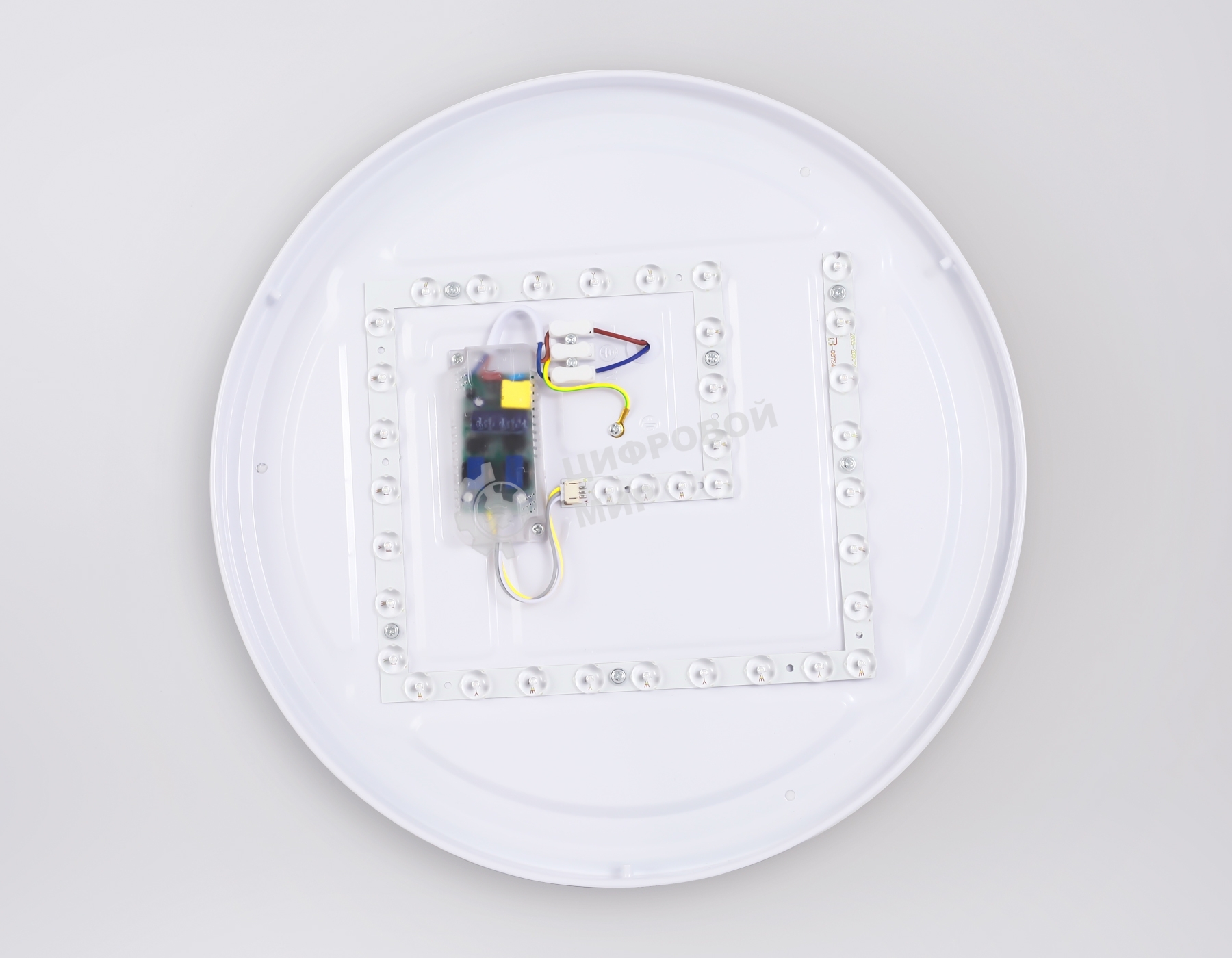 Потолочный светодиодный светильник Ambrella light FZ1320 GR/LWD серый/светлое дерево IP20 41W 3000-6400K D390*70 (ПДУ ИК)