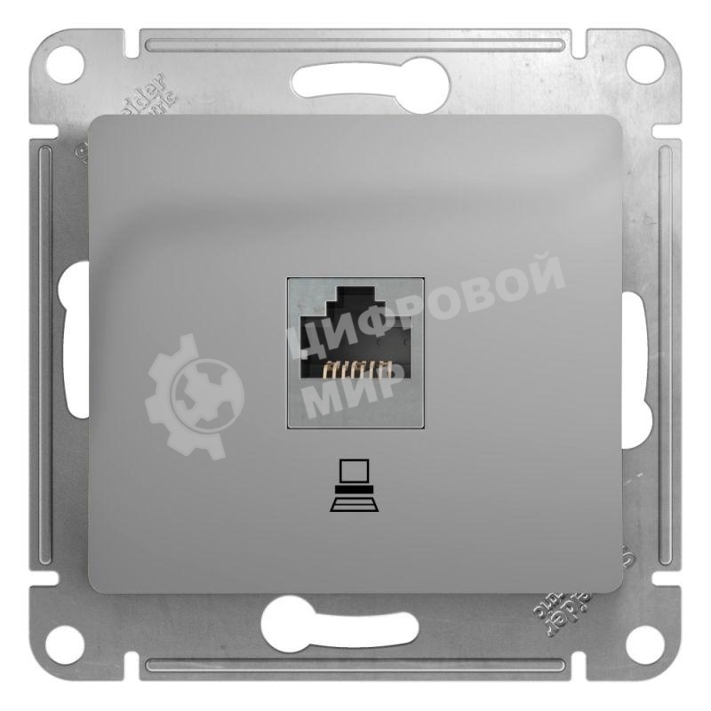Механизм розетки комп. 1-м СП Glossa RJ45 CAT.5E алюм. SchE GSL000381K
