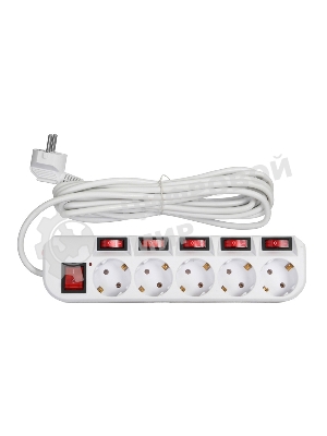 Сетевой фильтр Buro 500SH-5-SW-W 5 м, 5 розеток, белый, коробка
