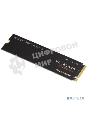 Накопитель SSD WD 1Tb Black SN850X, M.2(22x80мм), NVMe, PCIe 4.0 x4, 3D TLC, R/W 7300/6300Mb/s, IOPs 800 000/1 100 000, TbW 600, DWPD 0.3 (12 мес.)
