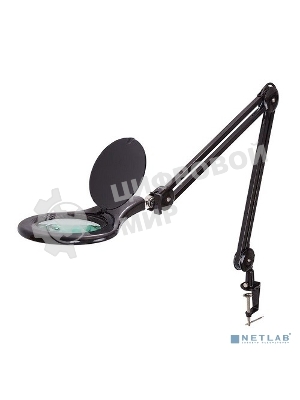 Лупа на струбцине Rexant, круглая, 5D, с подсветкой 56 SMD LED, черная