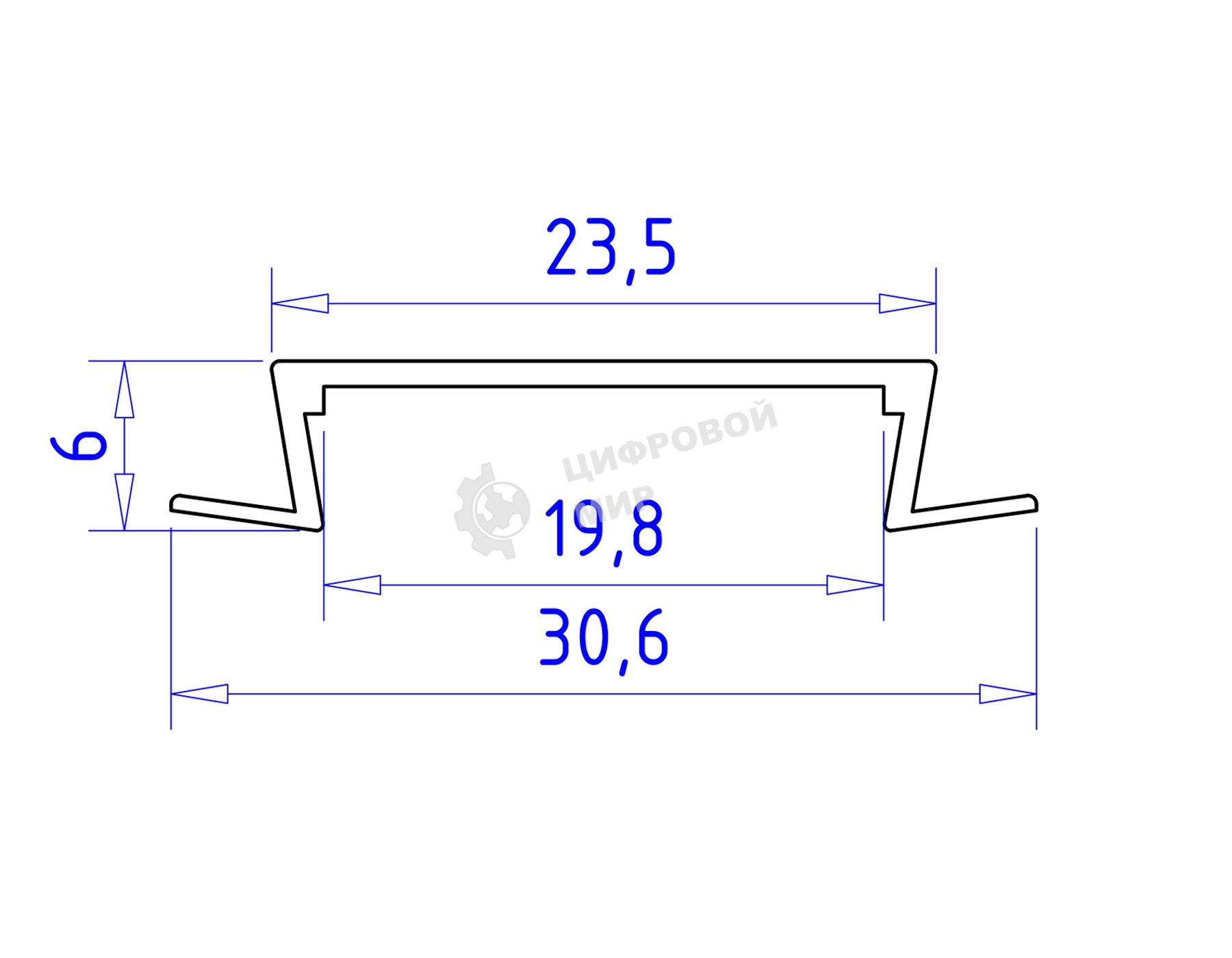 Алюминиевый профиль Ambrella light GP1100AL серебро 2000*30.6*6