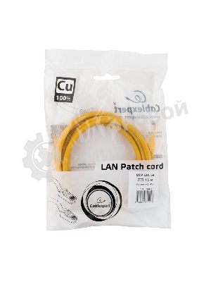 Патч-корд медный UTP Cablexpert PP10-1.5M/Y кат.5e, 1.5м, литой, многожильный, желтый