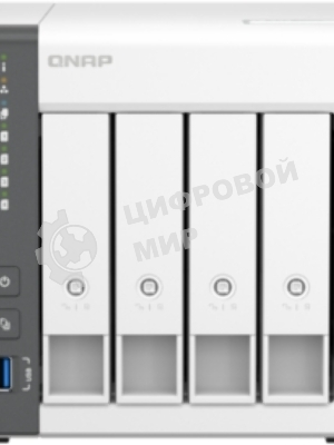 Сетевое хранилище SMB QNAP TS-433-4G NAS 4 HDD trays. ARM 4-core Cortex-A55 2.0GHz, ram 4 Gb (max), 1x1GbE, 1x2.5GbE, 2xUSB 2.0 port,1xUSB 3.2 Gen 1