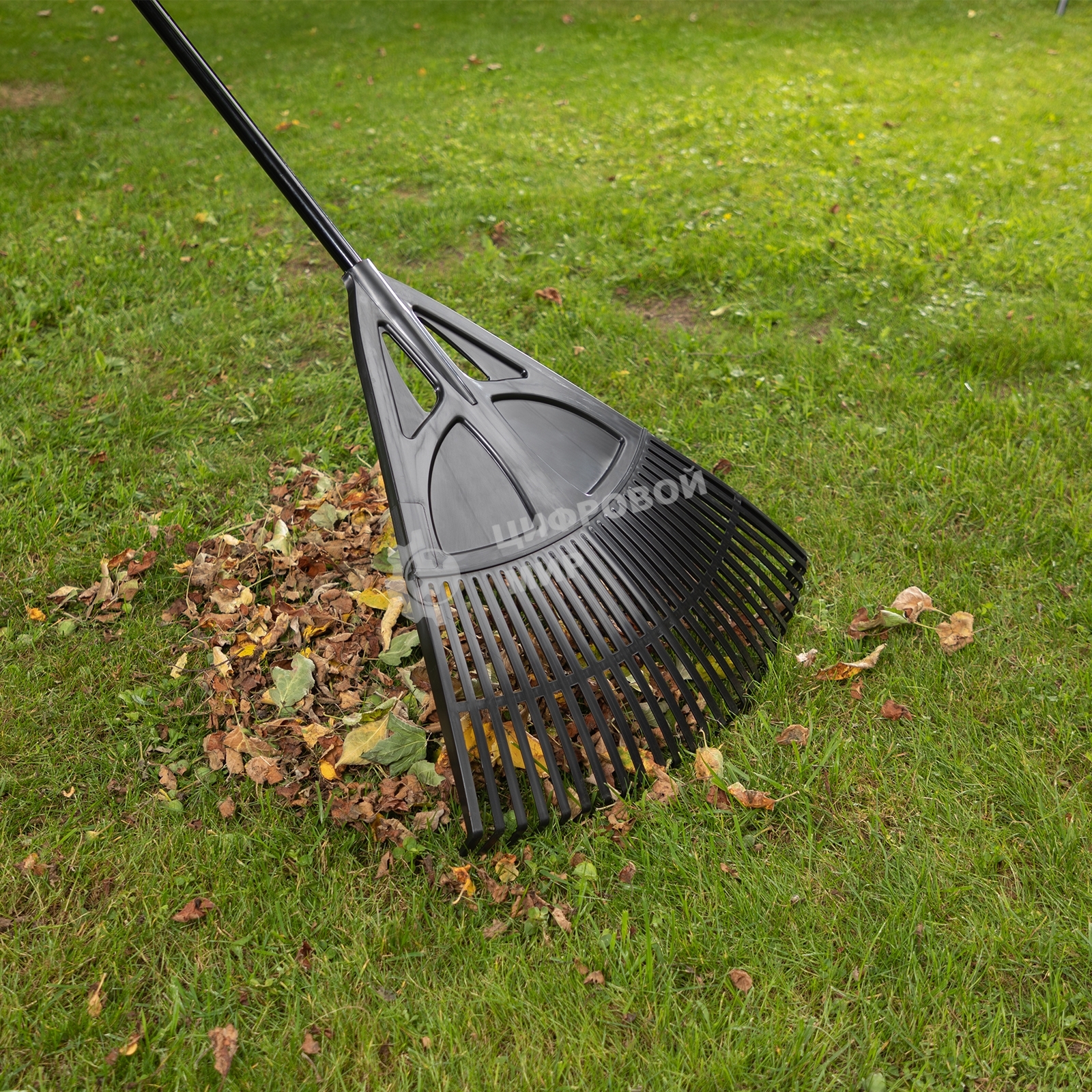 Грабли веерные пластиковые Palisad, 620х1750 мм, 27 плоских зубьев, алюминиевый черенок