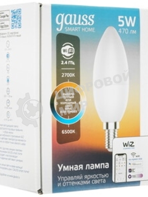 Лампа Светодиодная Gauss Smart Home DIM CCT E14 C37 5 Вт
