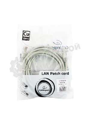 Патч-корд медный UTP Cablexpert PP10-5M cat.5, 5м, литой, многожильный, серый