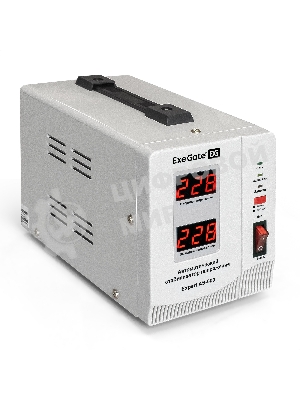 Стабилизатор напряжения ExeGate Expert AS-500 (500ВА, вход 140...260В, двойная цифр. индикация вход/вых. напряжения, выход 220В±8%, КПД 98%, 5 уровней защиты, задержка, метал. корпус, евророзетка, RTL)