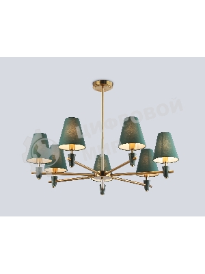 Люстра Ambrella light LH75053/7 BS/GN латунь/зеленый E14*7 max 40W D840*580