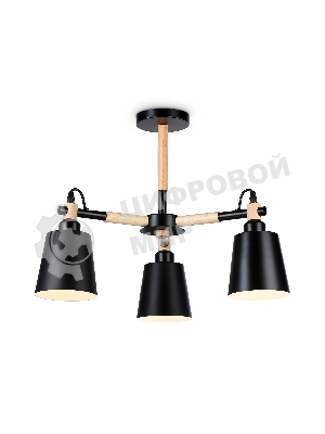 Светильник Ambrella light TR82206/3 BK/LW черный/светлое дерево E27/3 max 40W D560*430