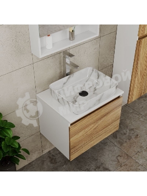 Комплект для ванной, 4 предмета (тумба Bau Dream 60 + раковина BAU 51х39, мрамор + смеситель Hotel Still, выпуск клик-клак, черный)