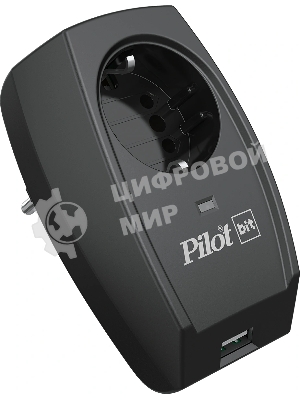 Сетевой фильтр Pilot Bit (USB) (1 розетка) черный (коробка)