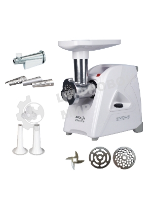 Мясорубка электрическая Аксион М35.04 белый, 1500 Вт, 1.7 кг/мин, реверс, защита от перегрузки, насадки - 4