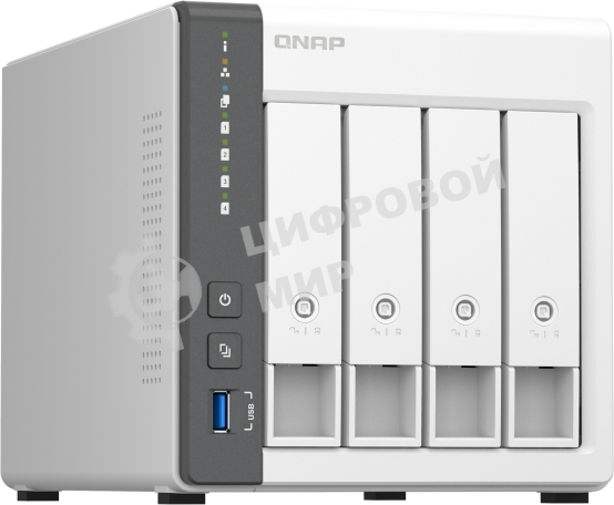 Сетевое хранилище SMB QNAP TS-433-4G NAS 4 HDD trays. ARM 4-core Cortex-A55 2.0GHz, ram 4 Gb (max), 1x1GbE, 1x2.5GbE, 2xUSB 2.0 port,1xUSB 3.2 Gen 1