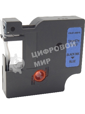 Картридж ленточный Cactus CS-D1-45016 2мм, черный шрифт, синий фон, 7м для DYMO LM 160, 210D, 280, PnP, 420P, 500 TS; Rhino Pro 6000, 5200, 4200