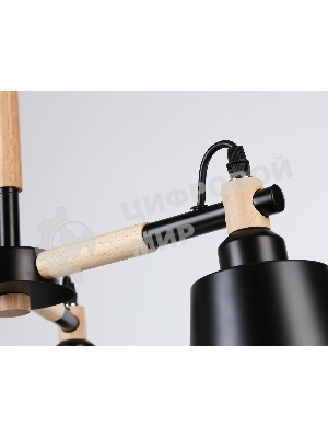 Светильник Ambrella light TR82206/3 BK/LW черный/светлое дерево E27/3 max 40W D560*430