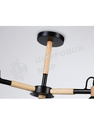 Светильник Ambrella light TR82206/3 BK/LW черный/светлое дерево E27/3 max 40W D560*430