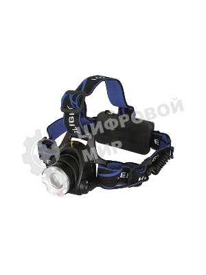 Фонарь Ultraflash E150 налоб акку 220В, черный, CREE 3 Ватт, фокус, 2 ак 3 реж, пласт, бокс 12188