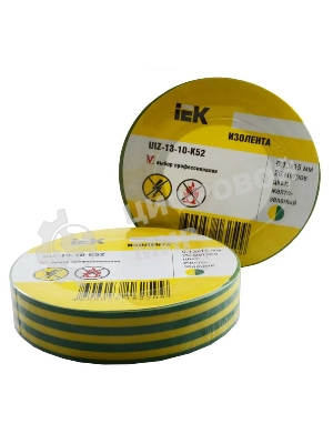 Изолента IEK UIZ-13-10-K52 0,13х15 мм желто-зеленая 20 метров