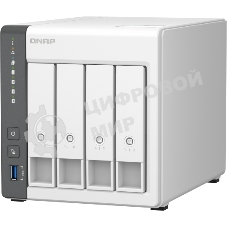 Сетевое хранилище SMB QNAP TS-433-4G NAS 4 HDD trays. ARM 4-core Cortex-A55 2.0GHz, ram 4 Gb (max), 1x1GbE, 1x2.5GbE, 2xUSB 2.0 port,1xUSB 3.2 Gen 1