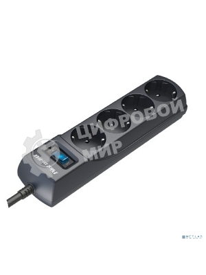 Сетевой фильтр ZIS Pilot m Max 4 розетки (евро с заземлением), 15А/3.3кВа, автомат, 3 м, черный Surge protector Pilot m Max 4 euro outlets, 15А/3.3кВа, 3m, black