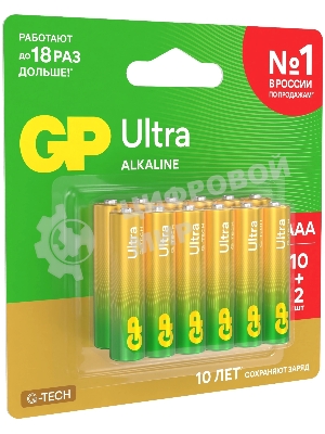 Батарея GP Ultra 24AUA21-2CRSBC12 AAA (12шт) блистер